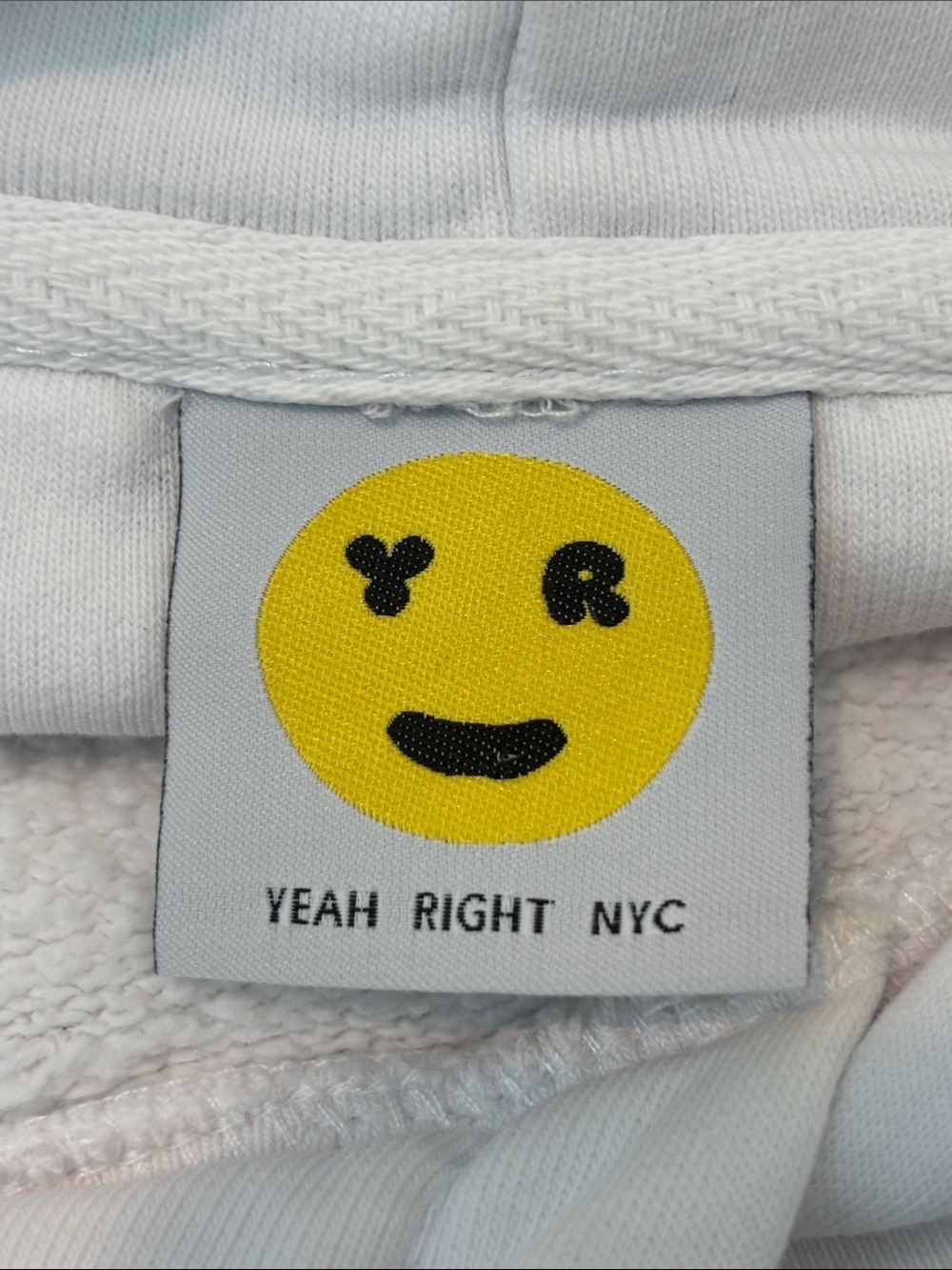 YEAH RIGHT NYC White "DIVA" Hand-Embroidered Pullover Hoodie Sweatshirt Sz XS